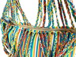 Bolso Saco de Algodón Multicolor para Mujer con Cierre de Cremallera
