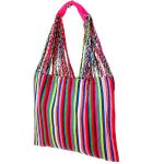 Bolso Saco de Algodón Multicolor para Mujer con Cierre de Cremallera