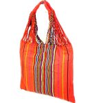 Bolso Saco de Algodón Multicolor para Mujer con Cierre de Cremallera