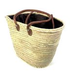 Cesta Paja Corazón con forro y asas de piel