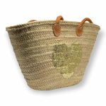 Cesta Paja Corazón con forro y asas de piel