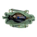 Bolso piel con bolsillo frontal y cierre giro decorativo