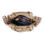 Bolso piel con bolsillo frontal y cierre giro decorativo